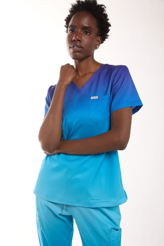 Mary K Two Tone Three Pocket Scrub Top