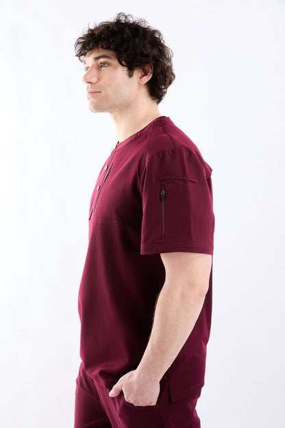 Maud K Button Two Pocket Scrub Top