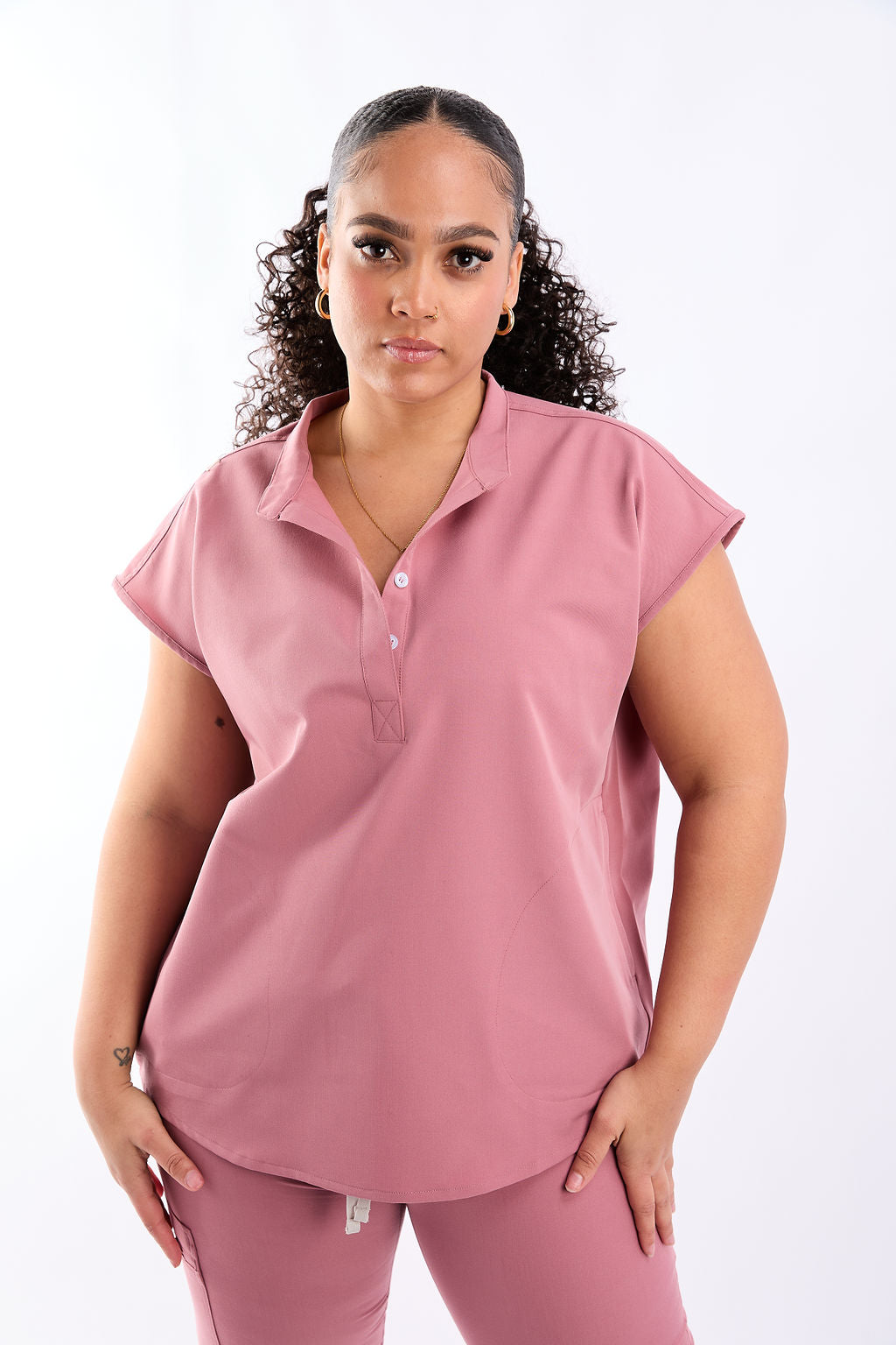 Mary C Two Pocket Oversized Scrub Top